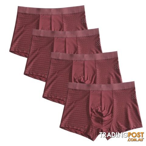Red / 5XLZippay 4pcs/lot Bamboo Fiber Boxer Pantie Underpant plus size shorts breathable underwear