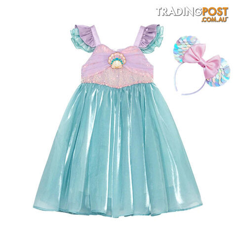 B / 5-6T(size 130)Zippay Princess Costume Kids Dress For Girls Cosplay Children Carnival Birthday Party Clothes Mermaid