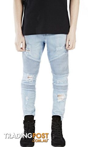 1801 light blue / 28Zippay represent clothing designer pants slp blue/black destroyed mens slim denim straight biker skinny jeans men ripped jeans 28-38