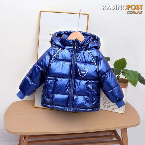 Blue / 7Zippay Winter coat hooded Down jacket thickened cartoon print childrens clothes