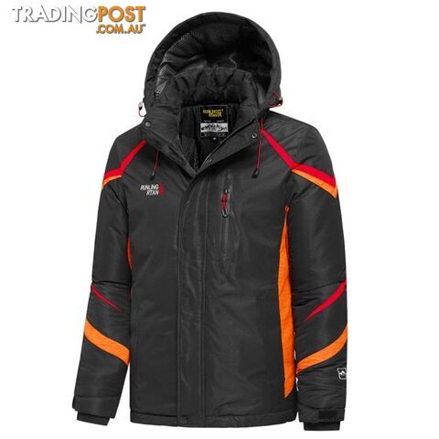 Black 01 / 44 SZippay Men Winter New Outdoor Jet Ski Premium Snow Warm Parkas Jacket Coat Men Outwear Casual Hooded Waterproof Thick Fleece Parka Men