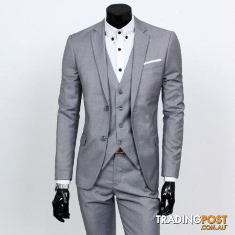 Light grey 2 buttons / XXXLZippay Three-piece formal blazer suit / Male suit of cultivate one's morality Business suits