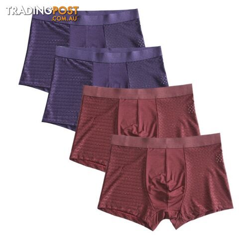 Blue Red / 7XLZippay 4pcs/lot Bamboo Fiber Boxer Pantie Underpant plus size shorts breathable underwear