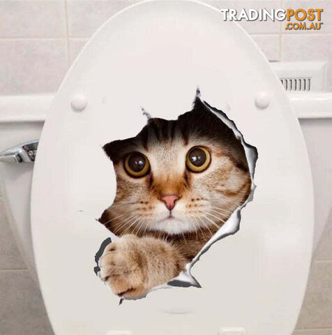 cat1Zippay Cats 3D Wall Sticker Toilet Stickers Hole View Vivid Dogs Bathroom For Home Decoration Animals Vinyl Decals Art Wallpaper Poster