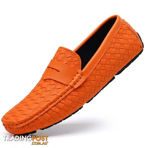 Orange / 45Zippay Loafers Men Handmade Moccasins Men Flats Casual Leather Shoes Comfy Loafers Shoes