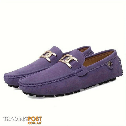 Purple / 48Zippay Split Leather Men Loafers Slip on Flats Casual Shoes for Women Moccasins Super Soft Female Footwear