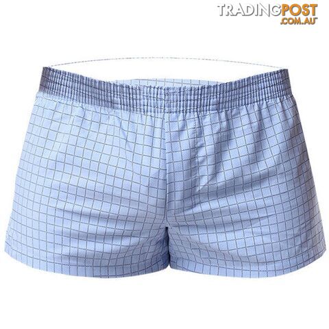 blue plaid / LZippay Men Underwear Boxer Shorts Trunks Slacks Cotton Men Boxer Shorts Underwear Printed Men Shorts Home Underpants std05