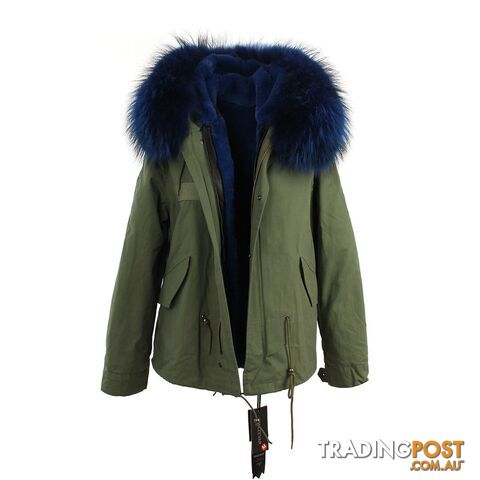 color 9 / LZippay women's army green Large raccoon fur collar hooded coat parkas outwear 2 in 1 detachable lining winter jacket brand style
