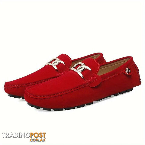 Red / 39Zippay Split Leather Men Loafers Slip on Flats Casual Shoes for Women Moccasins Super Soft Female Footwear