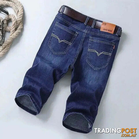 Dark Blue 009 / 30Zippay Summer Men Short Denim Jeans Thin Knee Length New Casual Cool Pants Short Elastic Daily High Quality Trousers New Arrivals