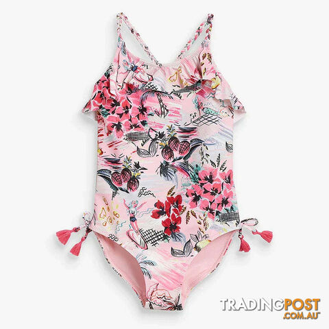 1822 / 3TZippay Baby Girls Swimwears Summer Bikini Set Sun Protection Kids Cute Floral Toddler Learn Swimming Suits One-Piece Sunbeach Swimsuit