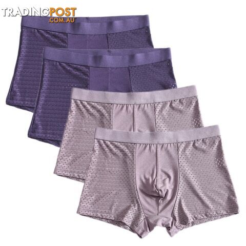 Blue Bre / XXLZippay 4pcs/lot Bamboo Fiber Boxer Pantie Underpant plus size shorts breathable underwear