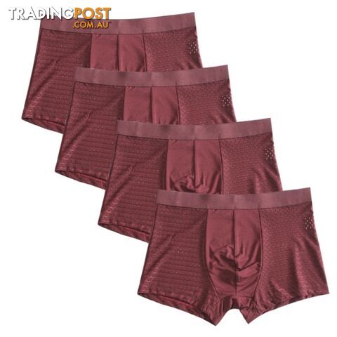 Red / XXLZippay 4pcs/lot Bamboo Fiber Boxer Pantie Underpant plus size shorts breathable underwear