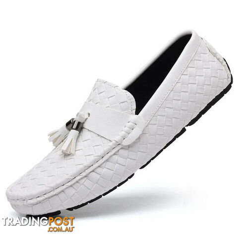 white / 38Zippay Designer Leather Casual Shoes for Men High Quality Fashion Comfortable Man's Loafers Flats Driving Shoes