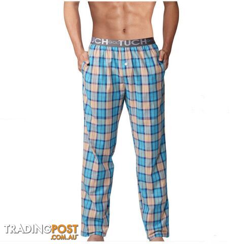 BLUE / XXLZippay Pyjama Pants Men Underwear Trousers Plaid Mens Lounge Pants Pantalon Piyamas Jovenes Pijama Gootuch 2505