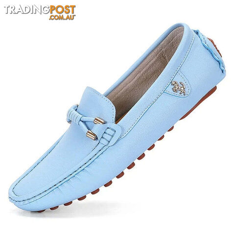 Sky blue / 46Zippay Loafers Men Shoes Casual Driving Flats Slip-on Shoes Luxury Comfy Moccasins