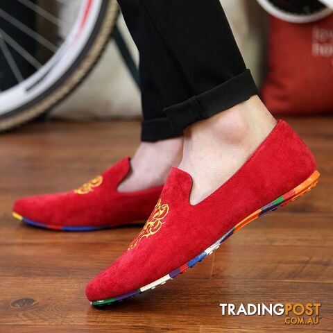 2 / 7Zippay men fashion slip-on Totem Printing flats shoes Nubuck Leather driving shoes men moccasins male boat loafers