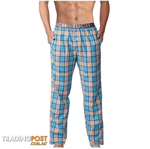 BLUE / LZippay Pyjama Pants Men Underwear Trousers Plaid Mens Lounge Pants Pantalon Piyamas Jovenes Pijama Gootuch 2505
