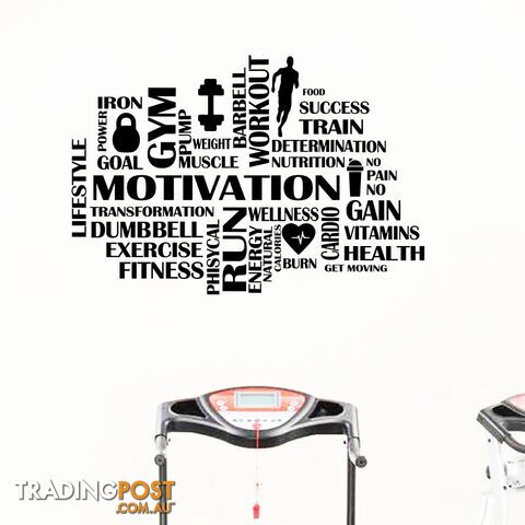 White / 56x38 cmZippay Gym Motivational Words Wall Decal Fitness Sport Vinyl Wall Sticker Home Decor GYM Work Out Wall Decoration