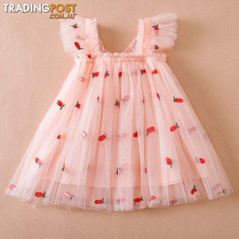 A01959-F / 5TZippay Butterfly Mesh Flying Sleeve Dress Girls Dresses Girls Summer Casual Wear Children's Clothes