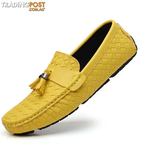 yellow / 41Zippay Designer Leather Casual Shoes for Men High Quality Fashion Comfortable Man's Loafers Flats Driving Shoes