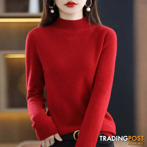 5 / LZippay 100% Pure Wool Half-neck Pullover Cashmere Sweater Women's Casual Knit Top