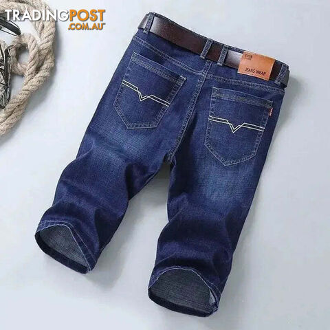 Dark Blue 009 / 32Zippay Summer Men Short Denim Jeans Thin Knee Length New Casual Cool Pants Short Elastic Daily High Quality Trousers New Arrivals