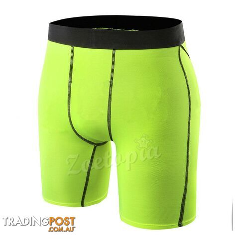 Green / MZippay Men Breathable Quick Dry Underwear Tights Gym Fitness Running Boxers Football Soccer Skinny Sport Training Basketball Shorts