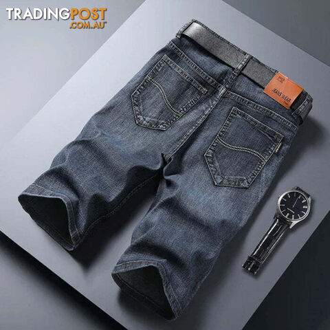 Grey 866 / 32Zippay Summer Men Short Denim Jeans Thin Knee Length New Casual Cool Pants Short Elastic Daily High Quality Trousers New Arrivals