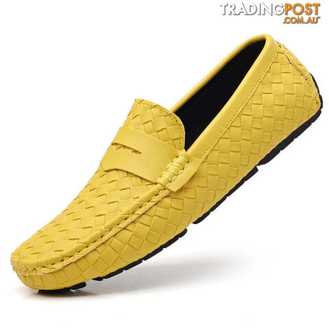 Yellow / 45Zippay Loafers Men Handmade Moccasins Men Flats Casual Leather Shoes Comfy Loafers Shoes