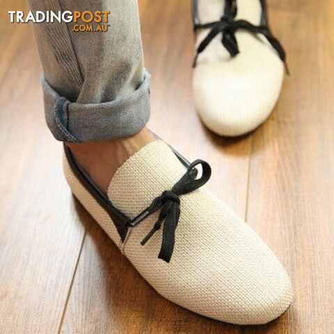01White / 8Zippay Quality Mens Canvas Casual Lace Slip On Loafer Shoes Moccasins Driving Shoes men flats