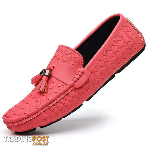 rose / 48Zippay Designer Leather Casual Shoes for Men High Quality Fashion Comfortable Man's Loafers Flats Driving Shoes