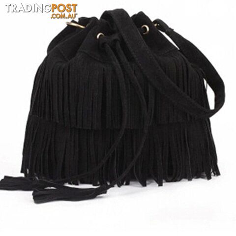 01 BlackZippay Retro Faux Suede Fringe Women Bag Messenger Bags Handbag Tassel Shoulder Handbags Crossbody Gift N513