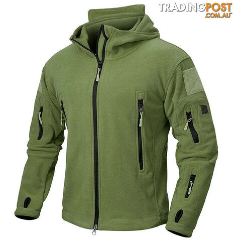 Army Green / XXLZippay Winter Tactical Fleece Jacket Men Warm Polar Outdoor Hoodie Coat Multi-Pocket Casual Full Zip Sport Hiking Jacket