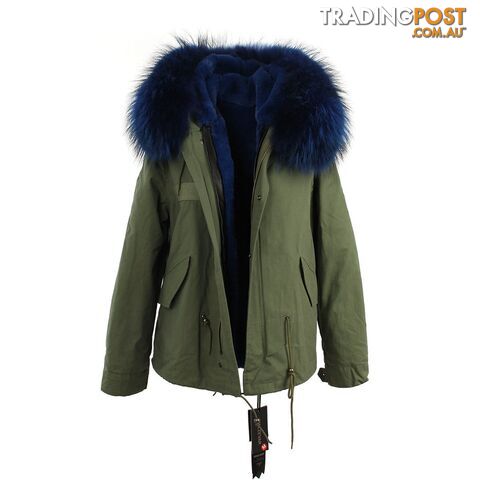 color 9 / SZippay women's army green Large raccoon fur collar hooded coat parkas outwear 2 in 1 detachable lining winter jacket brand style