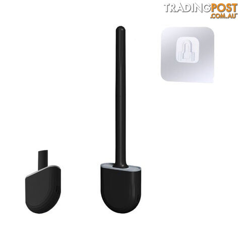 Black (Not Leaking)Zippay Mini Toilet Brush With Holder Set Long Handled Black Silicone Toilet Cleaner Brush Wall Mounted Wc Toilet Bathroom Accessories