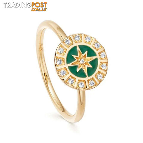 20 / 6Zippay Gold Silver Multicolor Crystal Rings Turquoise Engagement Wedding Promise Ring Party Jewelry Gifts