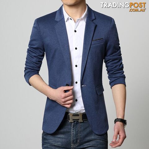 3625 blue / MZippay Slim Fit Casual jacket Cotton Men Blazer Jacket Single Button Gray Mens Suit Jacket Autumn Patchwork Coat Male Suite