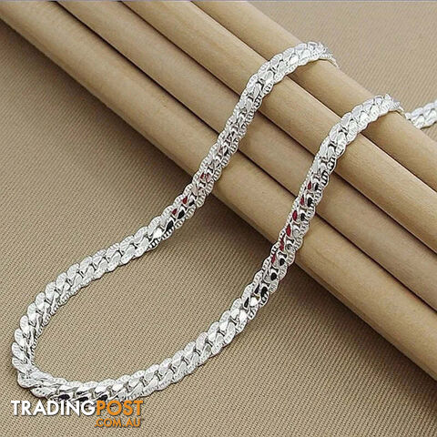 20cm BraceletZippay 925 Sterling Silver 6mm Side Chain Inch Necklace for Woman Men Fashion Wedding Engagement Jewelry Gift