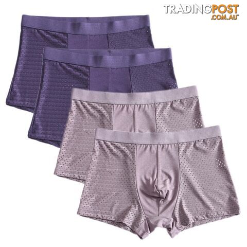 Blue Bre / 8XLZippay 4pcs/lot Bamboo Fiber Boxer Pantie Underpant plus size shorts breathable underwear