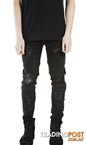 1802 Black / 29Zippay represent clothing designer pants slp blue/black destroyed mens slim denim straight biker skinny jeans men ripped jeans 28-38