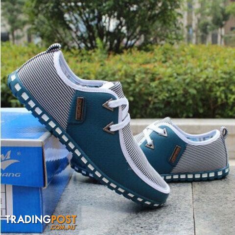 Blue / 8Zippay Spring breathable doug men loafers casual shoes increased within flats the British fashion lace up shoes