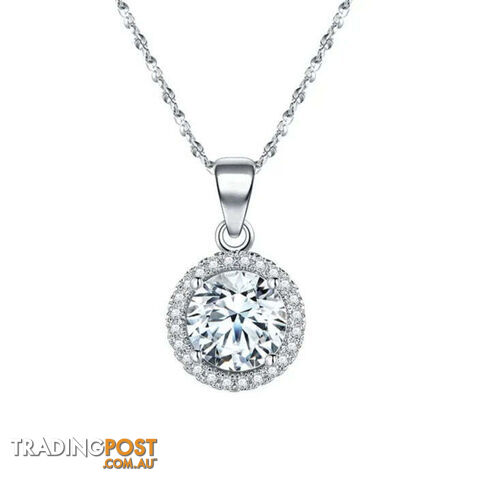 SilverZippay Silver Luxury Chain Brand Necklace with 2.0Ct Zircon Necklaces Gift Jewelry