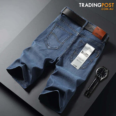 Blue 866 / 36Zippay Summer Men Short Denim Jeans Thin Knee Length New Casual Cool Pants Short Elastic Daily High Quality Trousers New Arrivals