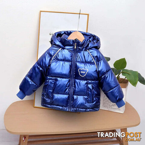 Blue / 24MZippay Winter coat hooded Down jacket thickened cartoon print childrens clothes