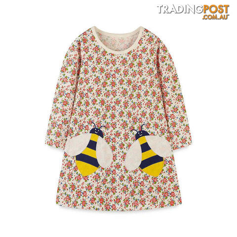 T1444 / 5TZippay Children's School Dresses With Pockets Pen Embroidery Long Sleeve Autumn Kids Preppy Style Dress