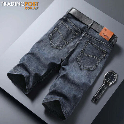 Grey 866 / 28Zippay Summer Men Short Denim Jeans Thin Knee Length New Casual Cool Pants Short Elastic Daily High Quality Trousers New Arrivals