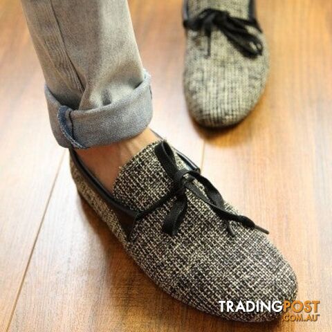 01Black / 10Zippay Quality Mens Canvas Casual Lace Slip On Loafer Shoes Moccasins Driving Shoes men flats