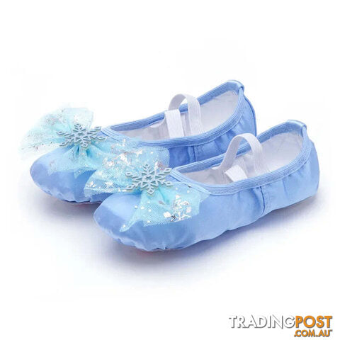 Ice blue / 23Zippay Lovely Princess Dance Soft Soled Ballet Shoe Children Girls Cat Claw Chinese Ballerina Exercises Shoes
