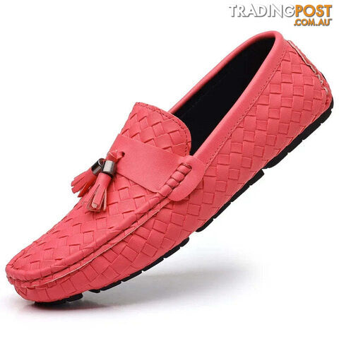 rose / 38Zippay Designer Leather Casual Shoes for Men High Quality Fashion Comfortable Man's Loafers Flats Driving Shoes